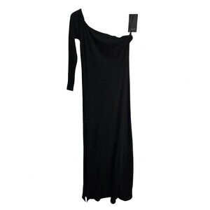 NWT | Aigeman | Black One-Shoulder Ribbed Maxi Dress with Slit | 0-2